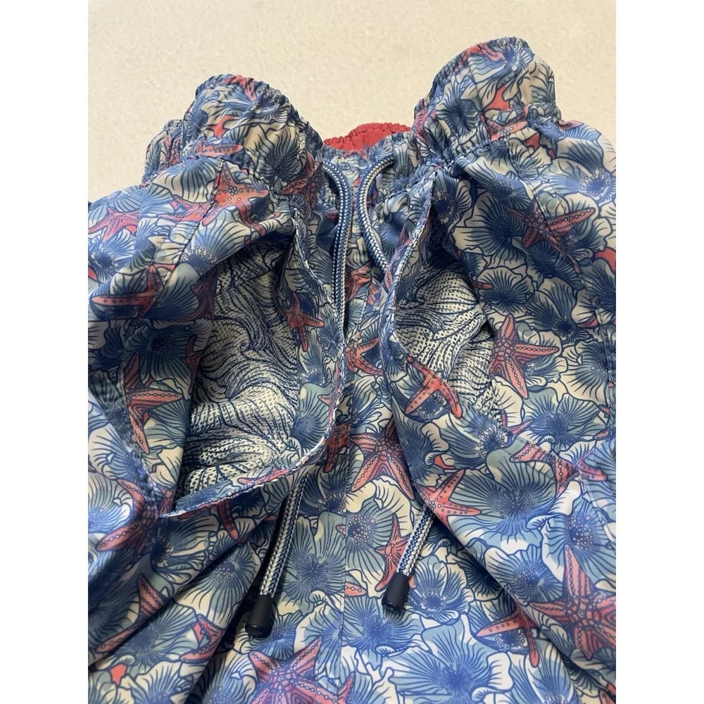 Peter Millar Seaside Lined Swim Trunks Mens Size XL AOP Starfish Blue Pockets